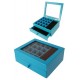 1T. Medium blue wood jeweler with 1 drawer