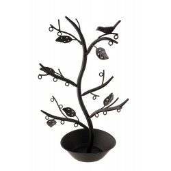 1T. Cuelga pendientes «Árbol con hojas y pájaros» en metal envejecido