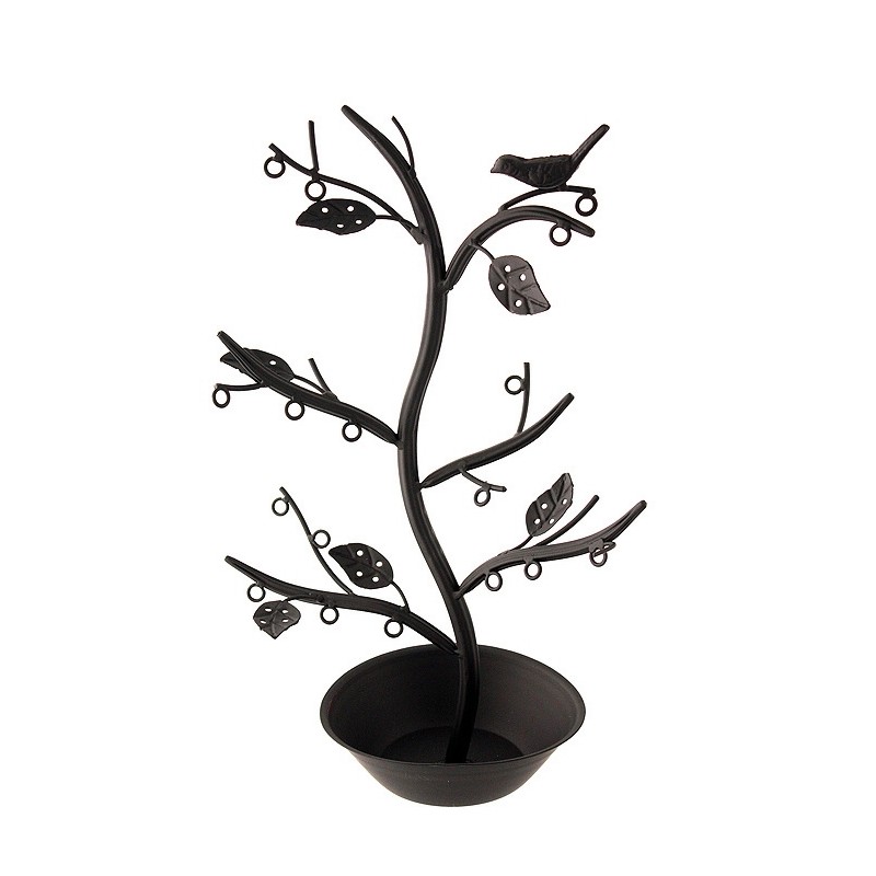 1T. Cuelga pendientes «Árbol con hojas y pájaros» en metal