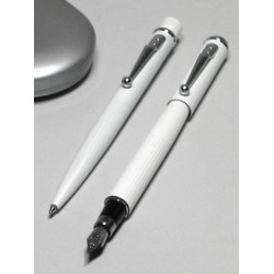 5T. Silvered Pen/Ball Pen Set Mod. Bp/Fp 520 With Case 31