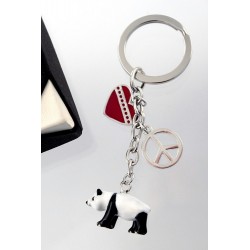 1T. Metallic panda keychain with case