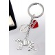 5T. Metalliec white tiger keychain with case