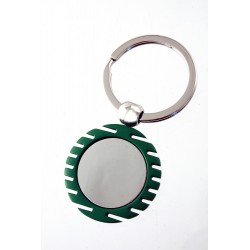 1T. Llavero metal redondo borde verde con estuche de origen