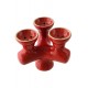 1T. Cazoleta triple de cerámica color rojo