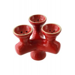 1T. Cazoleta triple de cerámica color rojo