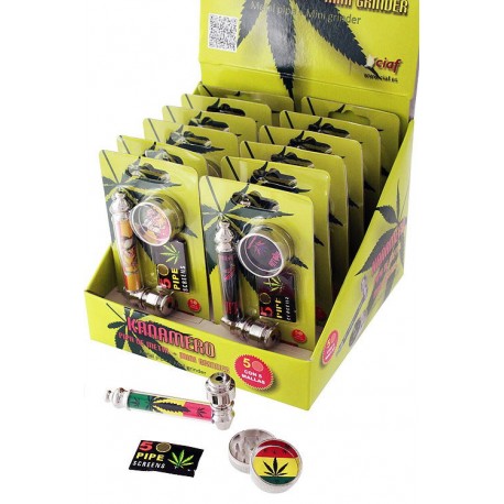 1T. Expositor con 12 sets pipa y grinder «Kañamero»