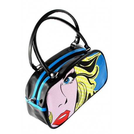 5T. Neceser/bolso negro/azul «Rostro femenino»