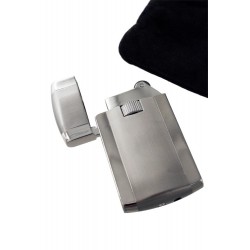 5T. Encendedor de piedra niquel plata con funda textil en estuche