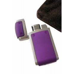 1T. Encendedor turbo púrpura/plata con funda textil en estuche