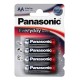 3T. Blister 4 Alkaline Batteries Size M - 1,5V AA Panasonic Everyday LR6