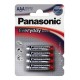 3T. Blister con 4 pilas alcalinas Size S - 1,5V AAA Panasonic Everyday LR03