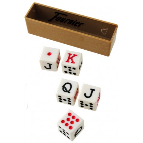 4T. «Fournier» Dados de poker en caja acrílica