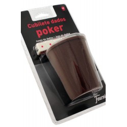 4T. «Fournier» Blister con cubilete y dados de póker