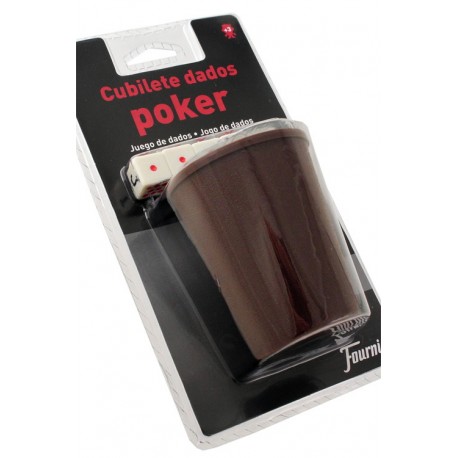4T. «Fournier» Blister con cubilete y dados de póker