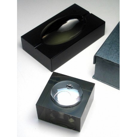 5T. Set cenicero/encendedor rectangular en cristal ahumado