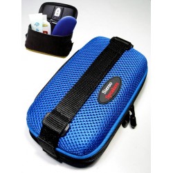 1T. Portatodo con altavoces stereo modelo neceser negro/azul para bicicleta (textil con armazón)