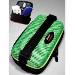 1T. Portatodo con altavoces stereo modelo neceser negro/verde para bicicleta (textil con armazón)