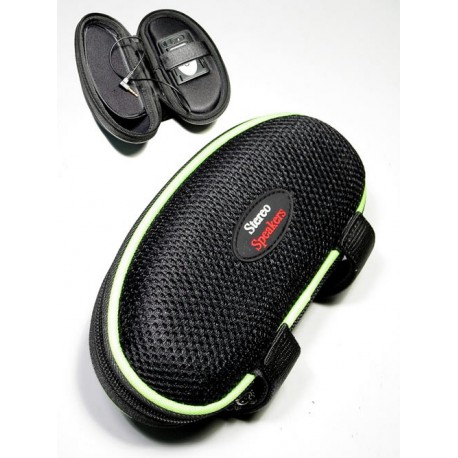 1T. Portatodo con altavoces stereo modelo cesta negra/verde para bicicleta (textil con armazón)