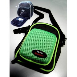 1T. Portatodo con altavoces stereo modelo mochila negra/verde para bicicleta (textil con armazón)