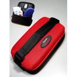 1T. Portatodo con altavoces stereo modelo neceser negro/rojo para bicicleta (textil con armazón)