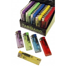 4T. Display with 50 rechargeable piezo lighters SLIM «Std.» Transparents