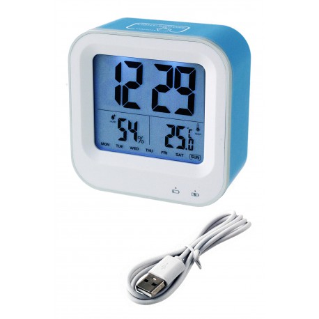 1T. Reloj despertador digital azul