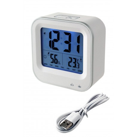 1T. Reloj despertador blanco