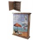 1T. Guardallaves de madera con decoración marina «Tumbonas y parasol»