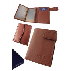 3T. Brown leather wallet with purse «Limus»