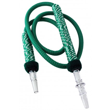 1T. Acrylic hose in green/white textile for shishas