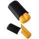 3T. Leather cigar case «R-2 D.C.» carbon/yellow colour. For 2 cigars.