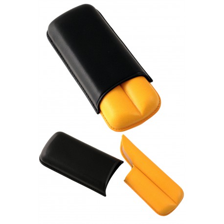 3T. Leather cigar case «R-2 D.C.» Calfskin/yellow colour. For 2 cigars.