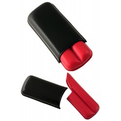 3T. Leather cigar case «R-D D.C.» Calfskin/red colour. For 2 cigars.