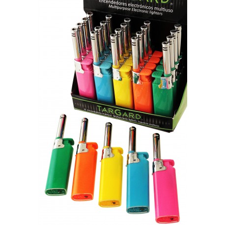 1T. Display with 25 multipurpose piezo lighters «TG» assorted colours