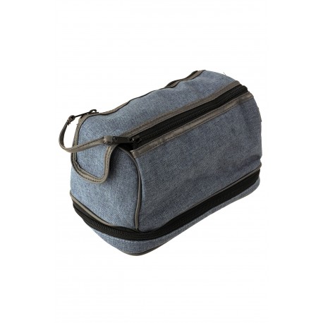 5T. Toilet-case with two floors and double zipper in denim