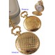 1T. Pocket watch in golden metal with diamonds and floral pattern. With  metal case