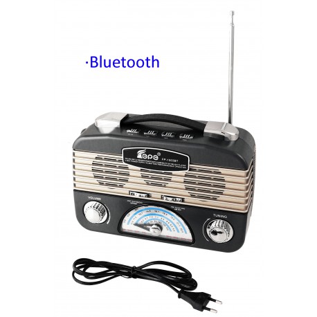 1T. Radio retro gris multibanda recargable con linterna de leds orientable.