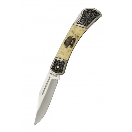 3T. 7,5 cm Navaja «JABALI» con mango de zamak y ABS y virola de zamak