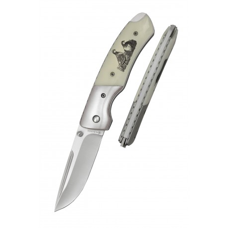 3T. 8 cm Navaja «PERDIZ» de luxe con mango  aluminio ABS y virola aluminio