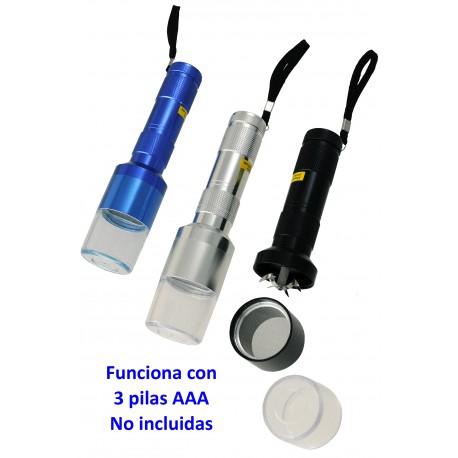 1T. Ø4,5 cm. Grinder metálico electrónico con tamiz en colores surtidos (Negro, plata o azul)