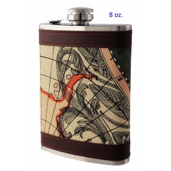 1T. 8 oz. Metallic flask lined with «Maps» decoration