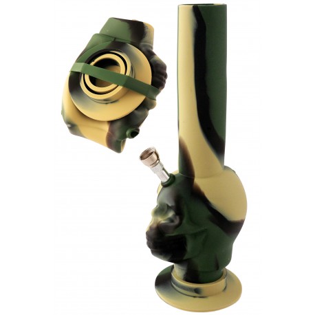 4T. 27 cm. Folding bong «Camouflage» of medical silicone «Skull»