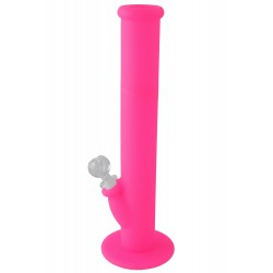 4T. Ø11 x 36 cm.. Fuschia bong of medical silicone and glass