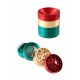 1T. Ø4 cm. Metallic tricolour grinder with concave cover and 4 parts