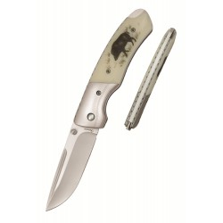 3T. 8 cm Pocket knife «ALBAINOX» de luxe «WILD BOAR» with aluminium handle and bolster. Blade of 8 cm.