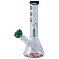 1T. 27 cm Glass bong «Test tube form» green 3 skull