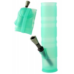 1T. 20 cm. Folding bong of green sanitary silicone