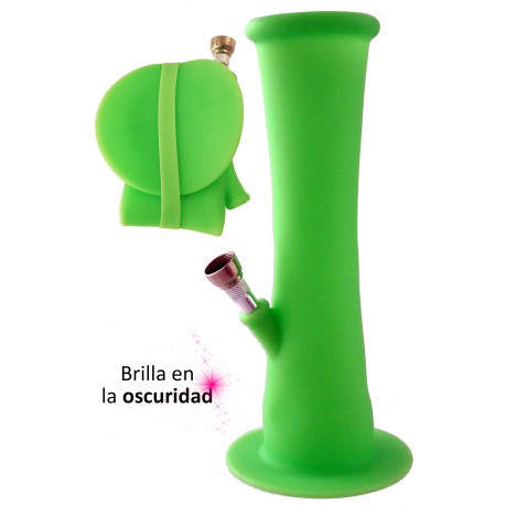 4T. 22 cm. Folding green bong in medical silicone