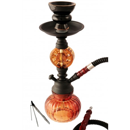 1T. 34 cm. Shisha ámbar/negra (Pipa de agua) con 1 manguera
