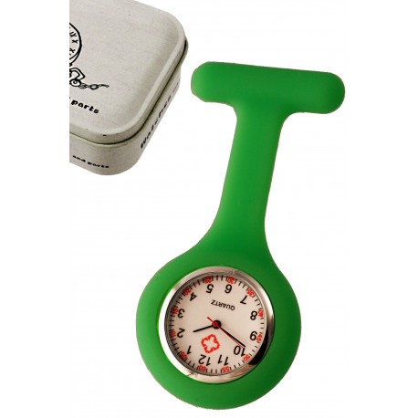 1T. Clock of hanging green in silicone with safe «Nurse». In metallic case.